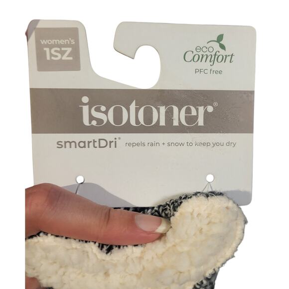 NWT Isotoner eco comfort black and white gloves, one size - Picture 4 of 5